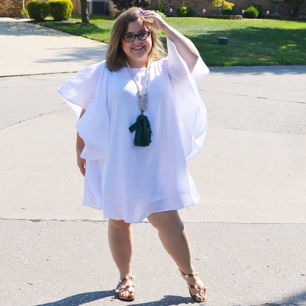 Cleo white dramatic sleeve dress, size 2X